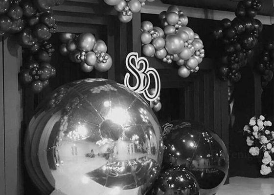 Decoração de casamento de festa personalizada Grandes bolas de espelho brilhante de cromo esfera de polir bolas infláveis para venda