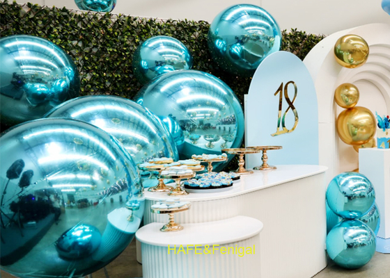 Balões de PVC Azul Claro Brilhante de 1m para Cenário de Casamento ou Festa Disco