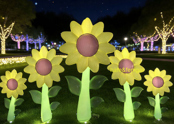 Decoração de flor inflável personalizada de 2m com iluminação para exibições de arte festivas ou de eventos