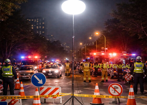 Luzes de balão de segurança LED de 400w montadas em um tripé ajustável para resposta rápida
