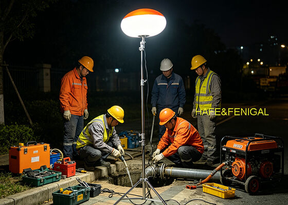 Função silenciosa Luz de balão LED alimentada por bateria com entrada de corrente contínua de 24V/48V para serviço de campo móvel